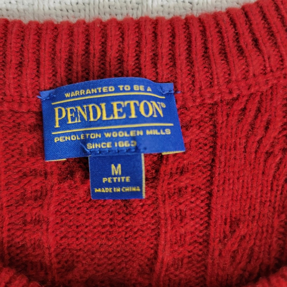 Pendleton Red Lambswool Blend Cable Knit Cardigan… - image 3